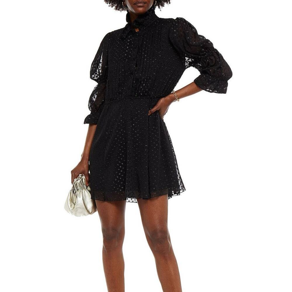Philosophy Di Lorenzo Serafini Gathered Metallic Fil Coupe Georgette Mini Dress - Picture 10 of 15